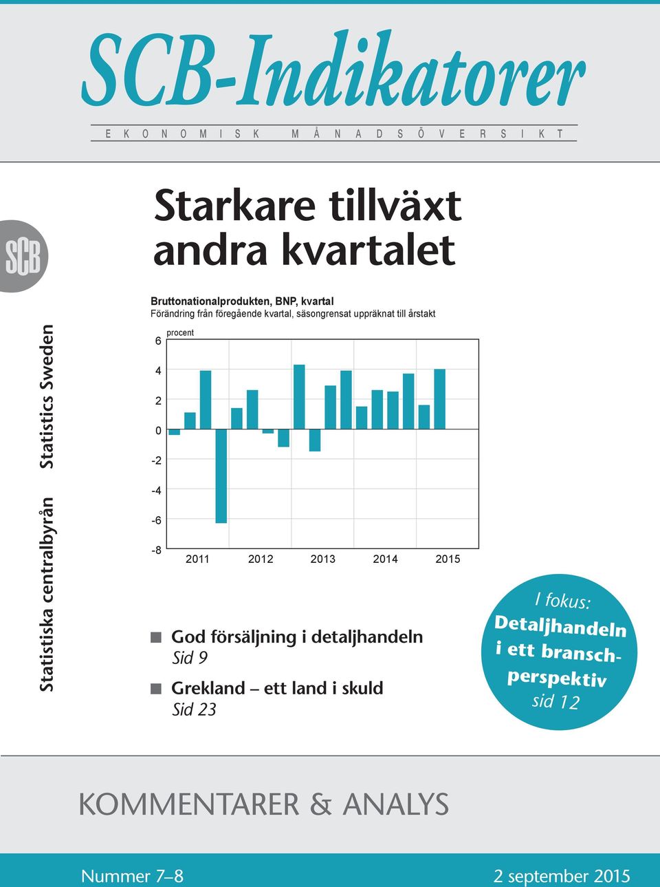 till årstakt 6 procent 4 2-2 -4-6 -8 n God försäljning i detaljhandeln Sid 9 n Grekland ett land i