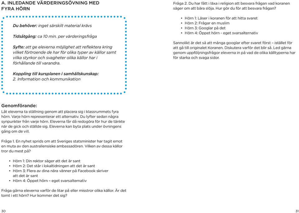 varandra. Fråga 2. Du har fått i läxa i religion att besvara frågan vad koranen säger om att bära slöja. Hur gör du för att besvara frågan?