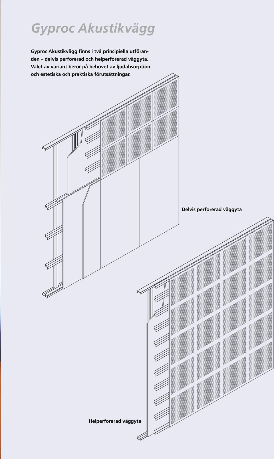 Valet av variant beror på behovet av ljudabsorption och
