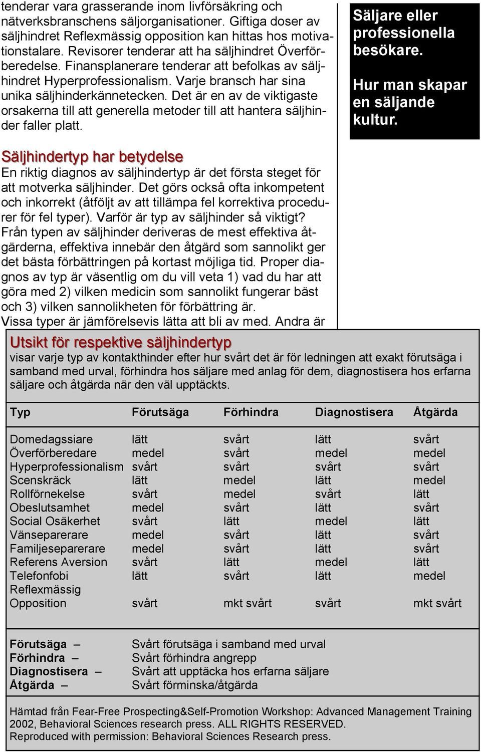 Det är en av de viktigaste orsakerna till att generella metoder till att hantera säljhinder faller platt.