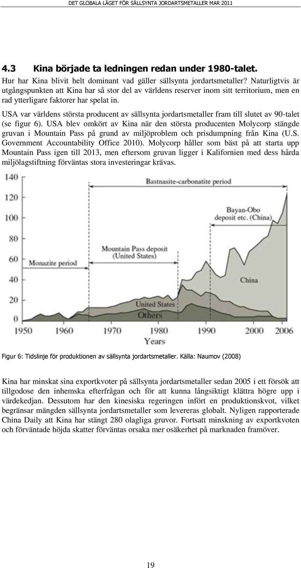 USA var världens största producent av sällsynta jordartsmetaller fram till slutet av 90-talet (se figur 6).