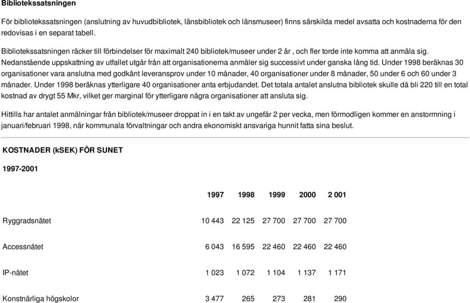 Nedanstående uppskattning av utfallet utgår från att organisationerna anmäler sig successivt under ganska lång tid.