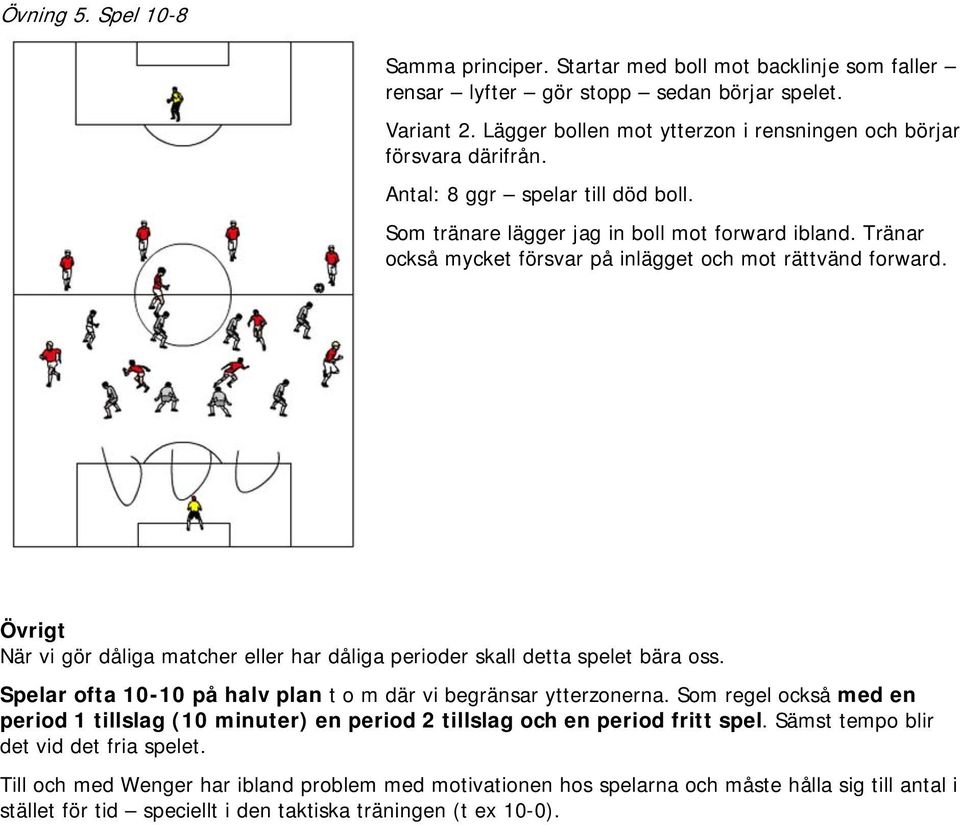 Tränar också mycket försvar på inlägget och mot rättvänd forward. Övrigt När vi gör dåliga matcher eller har dåliga perioder skall detta spelet bära oss.