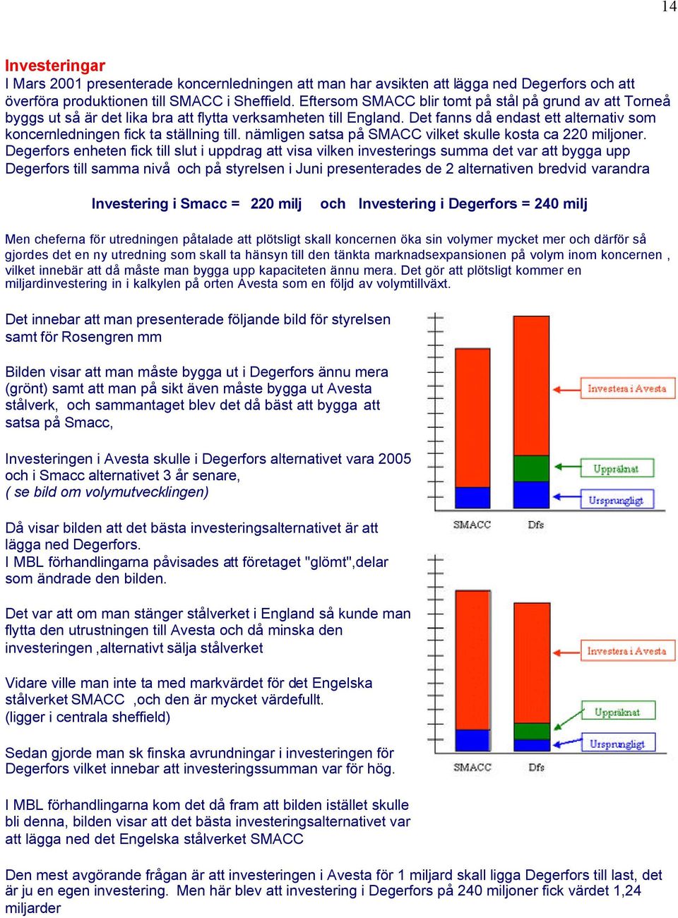 Det fanns då endast ett alternativ som koncernledningen fick ta ställning till. nämligen satsa på SMACC vilket skulle kosta ca 220 miljoner.