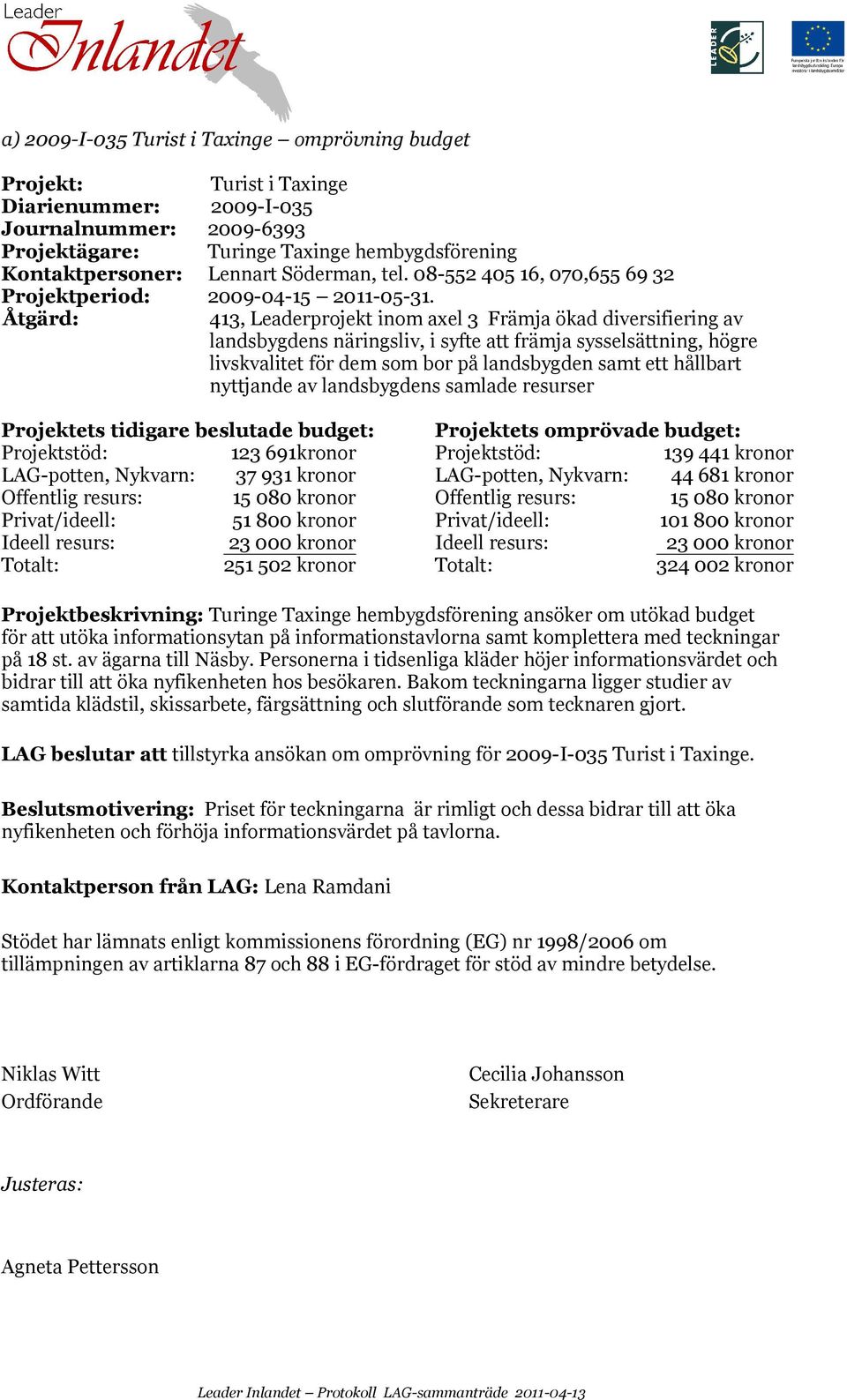 413, Leaderprojekt inom axel 3 Främja ökad diversifiering av landsbygdens näringsliv, i syfte att främja sysselsättning, högre livskvalitet för dem som bor på landsbygden samt ett hållbart nyttjande