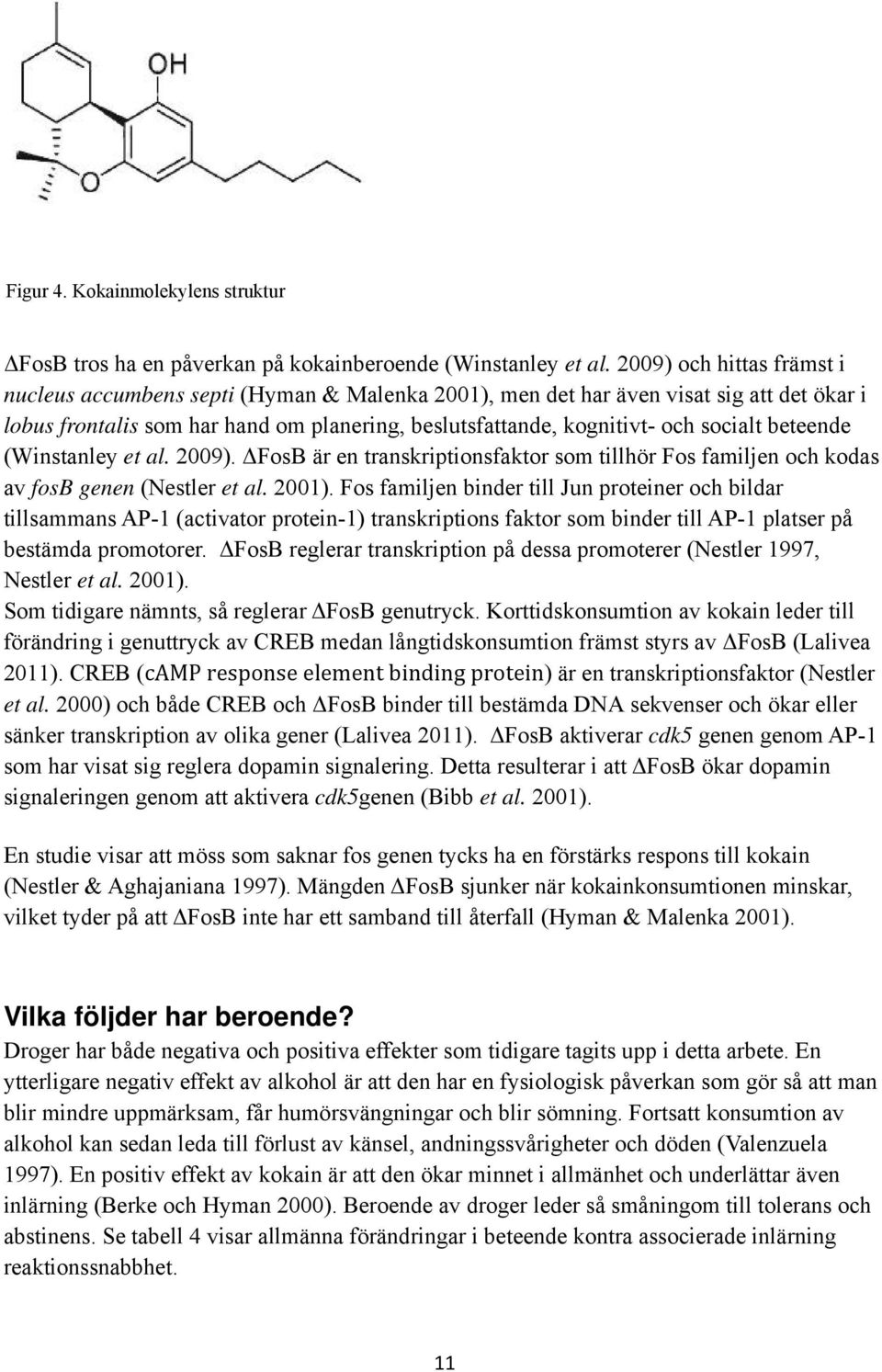 beteende (Winstanley et al. 2009). ΔFosB är en transkriptionsfaktor som tillhör Fos familjen och kodas av fosb genen (Nestler et al. 2001).