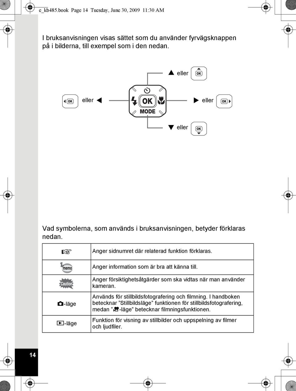 Anger information som är bra att känna till. Anger försiktighetsåtgärder som ska vidtas när man använder kameran.