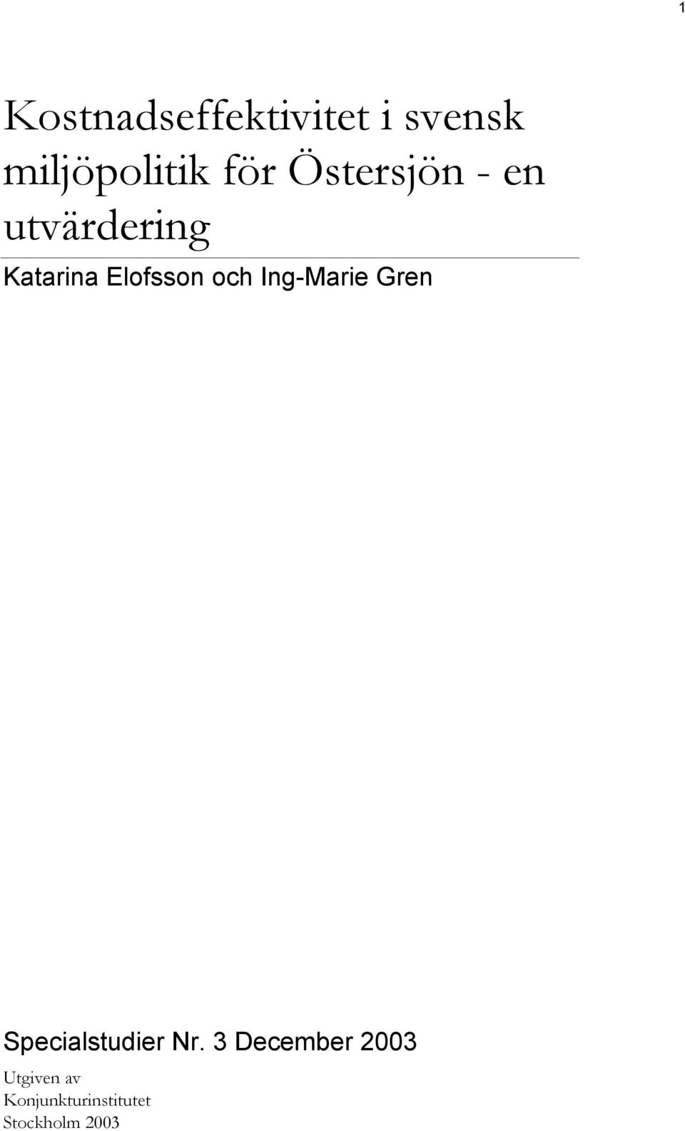 Ing-Marie Gren Specialstudier Nr.