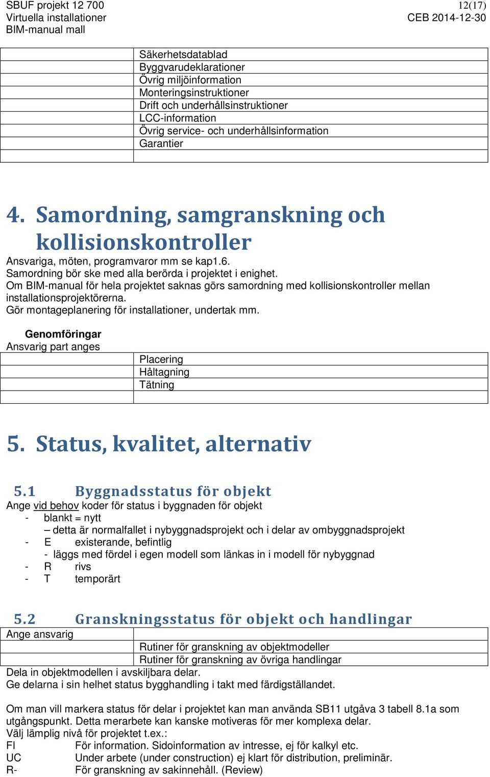 Om BIM-manual för hela projektet saknas görs samordning med kollisionskontroller mellan installationsprojektörerna. Gör montageplanering för installationer, undertak mm.