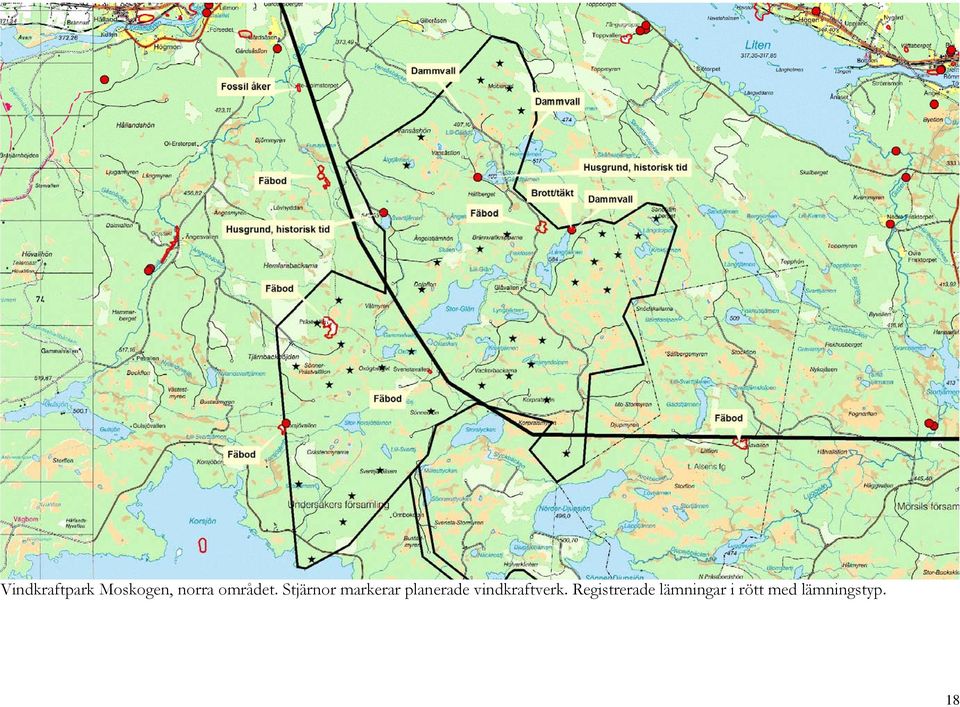 Stjärnor markerar planerade