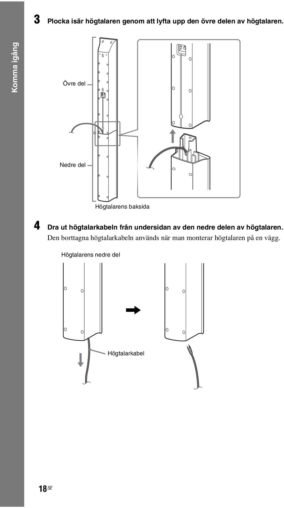 undersidan av den nedre delen av högtalaren.