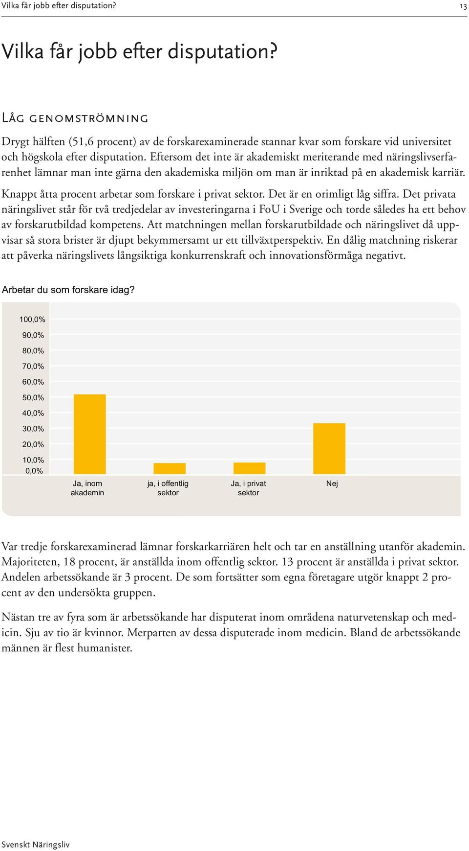 Eftersom det inte är akademiskt meriterande med näringslivserfarenhet lämnar man inte gärna den akademiska miljön om man är inriktad på en akademisk karriär.