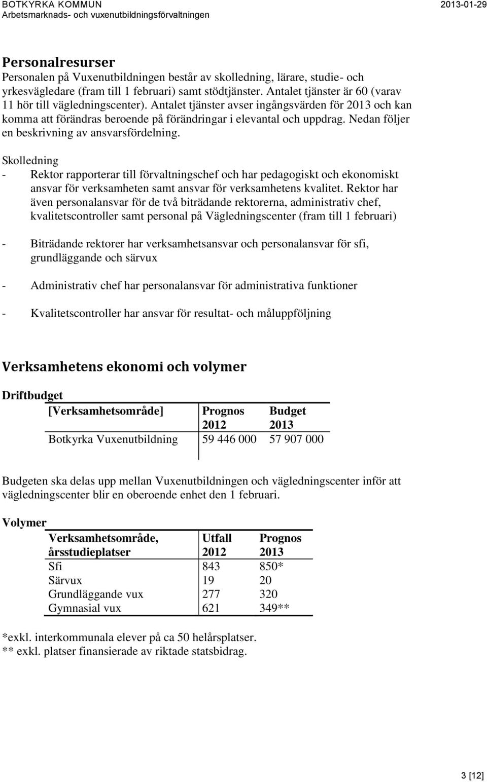Nedan följer en beskrivning av ansvarsfördelning.
