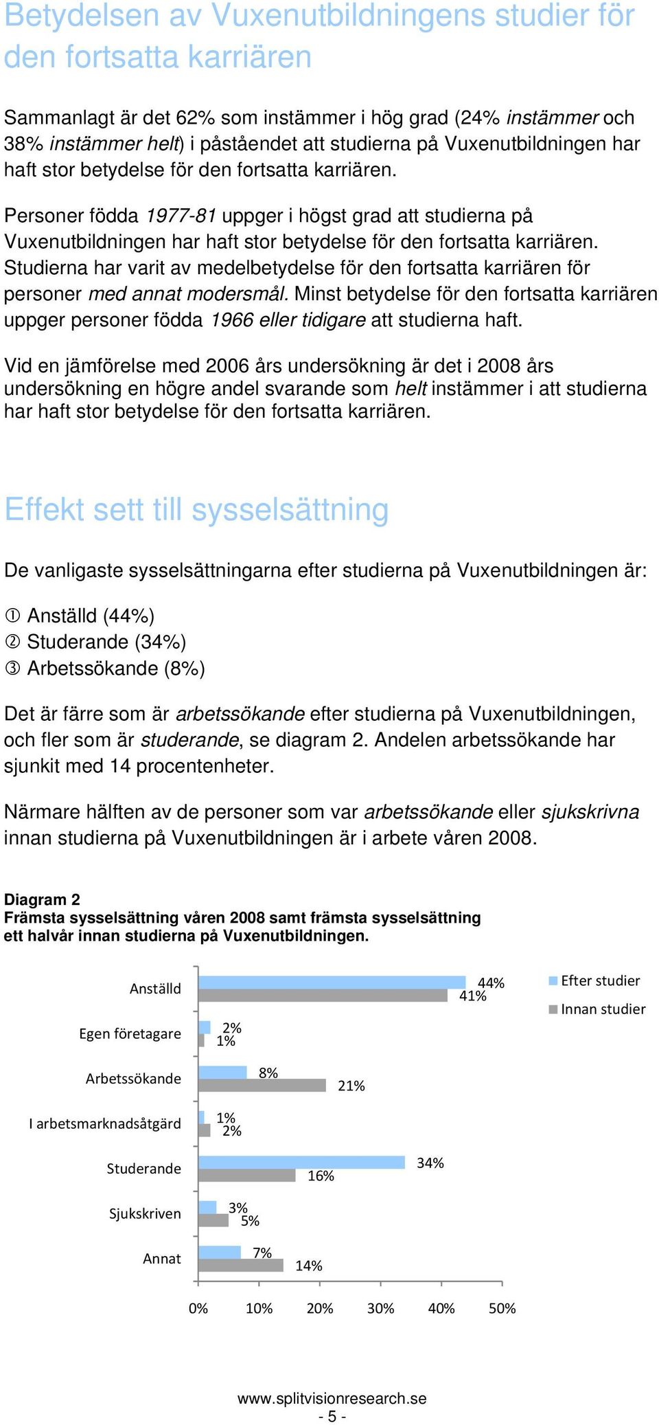 Personer födda 1977-81 uppger i högst grad att studierna på  Studierna har varit av medelbetydelse för den fortsatta karriären för personer med annat modersmål.