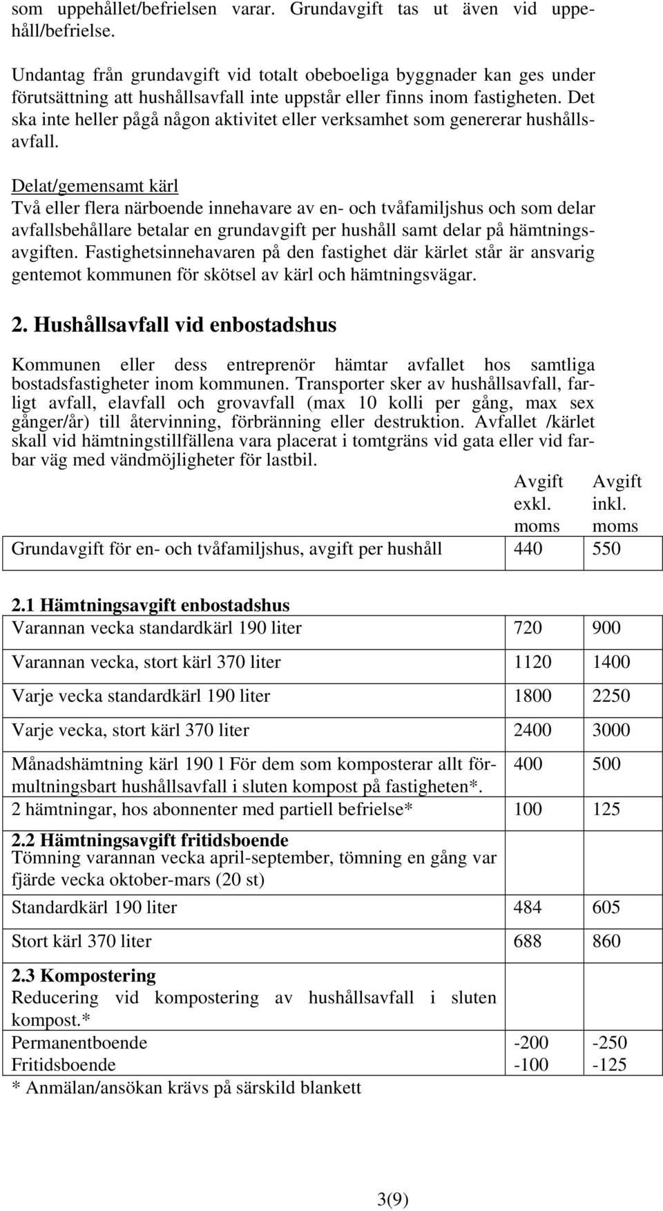 Det ska inte heller pågå någon aktivitet eller verksamhet som genererar hushållsavfall.