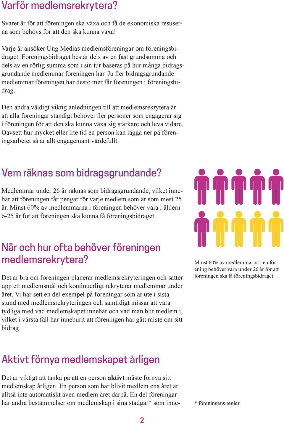 Ju fler bidragsgrundande medlemmar föreningen har desto mer får föreningen i föreningsbidrag.