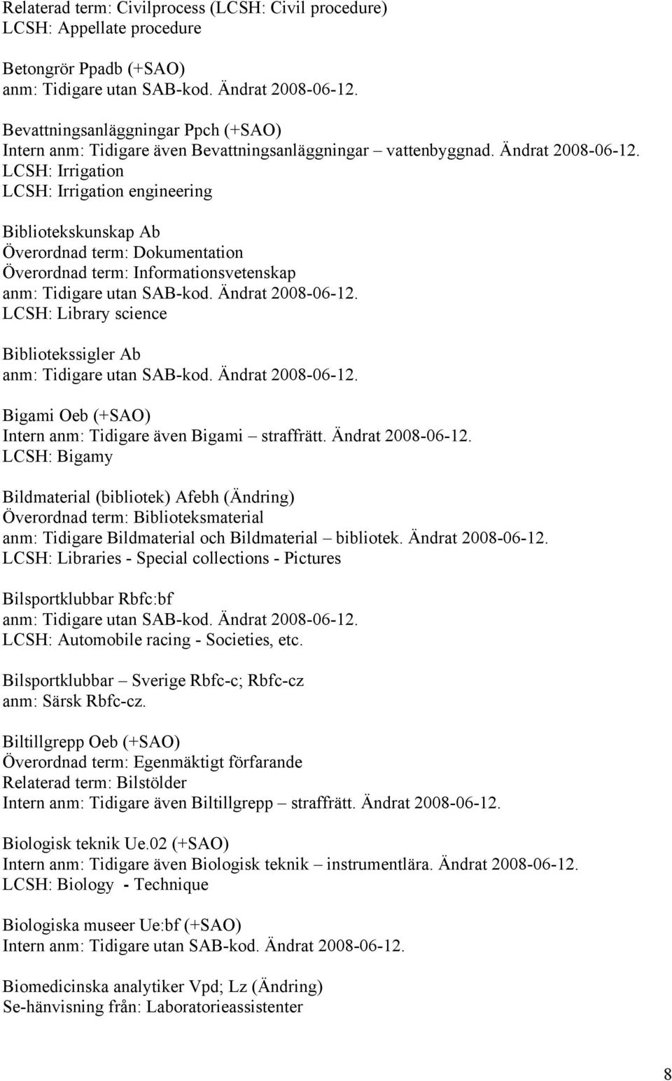 LCSH: Irrigation LCSH: Irrigation engineering Bibliotekskunskap Ab Överordnad term: Dokumentation Överordnad term: Informationsvetenskap LCSH: Library science Bibliotekssigler Ab Bigami Oeb (+SAO)