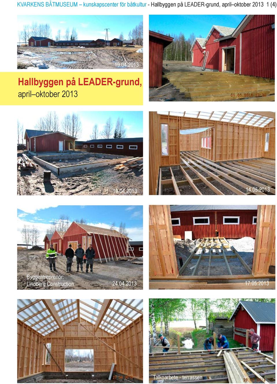 2013 Hallbyggen på LEADER-grund, april oktober 2013 19.04.2013 14.