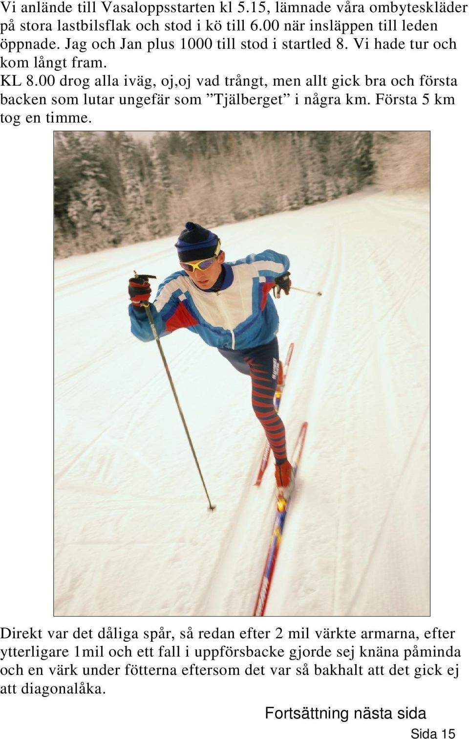 00 drog alla iväg, oj,oj vad trångt, men allt gick bra och första backen som lutar ungefär som Tjälberget i några km. Första 5 km tog en timme.