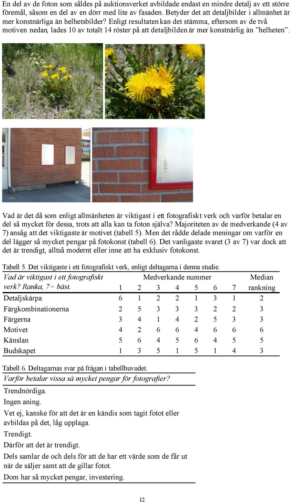 Enligt resultaten kan det stämma, eftersom av de två motiven nedan, lades 10 av totalt 14 röster på att detaljbilden är mer konstnärlig än helheten.