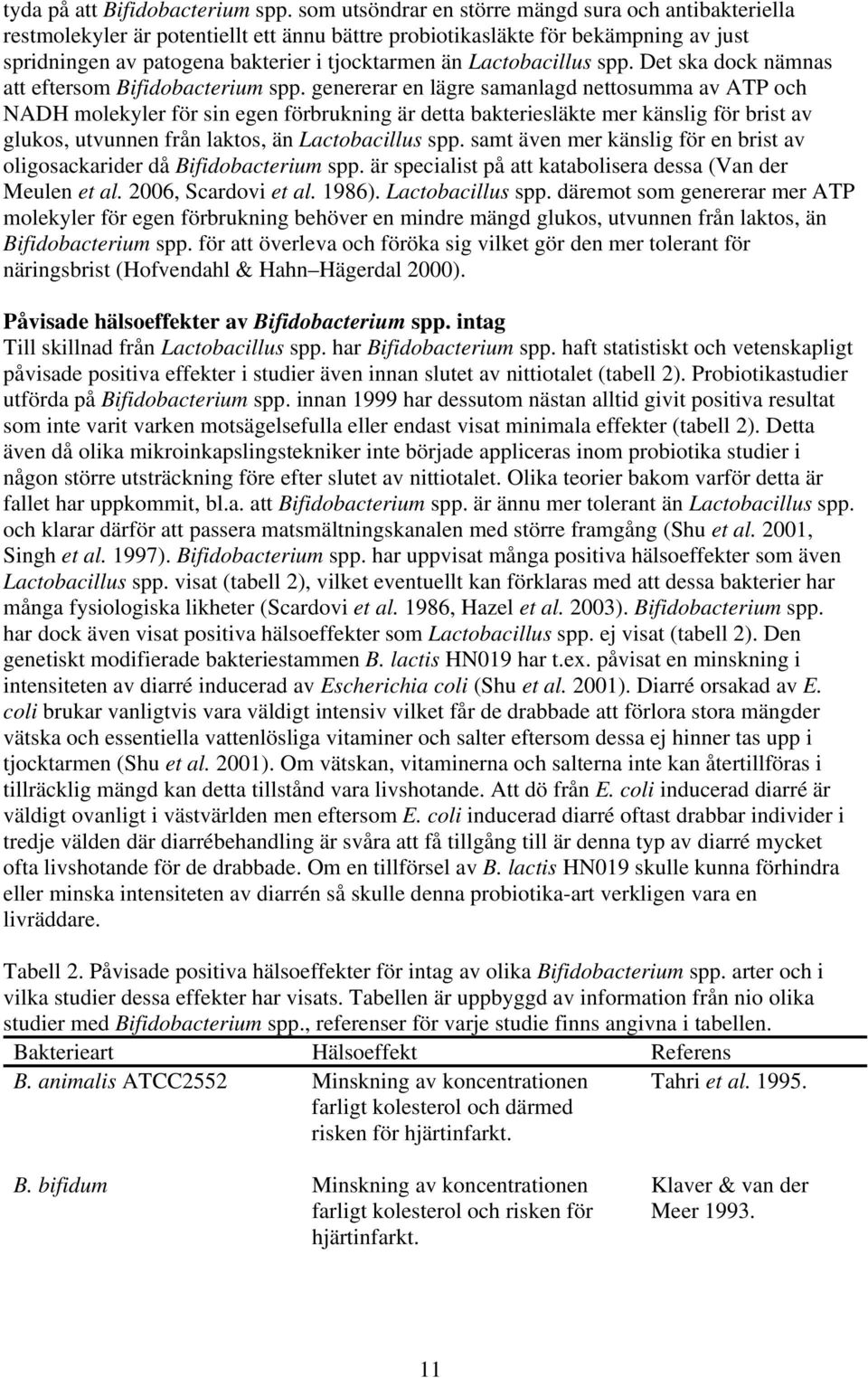 Lactobacillus spp. Det ska dock nämnas att eftersom Bifidobacterium spp.