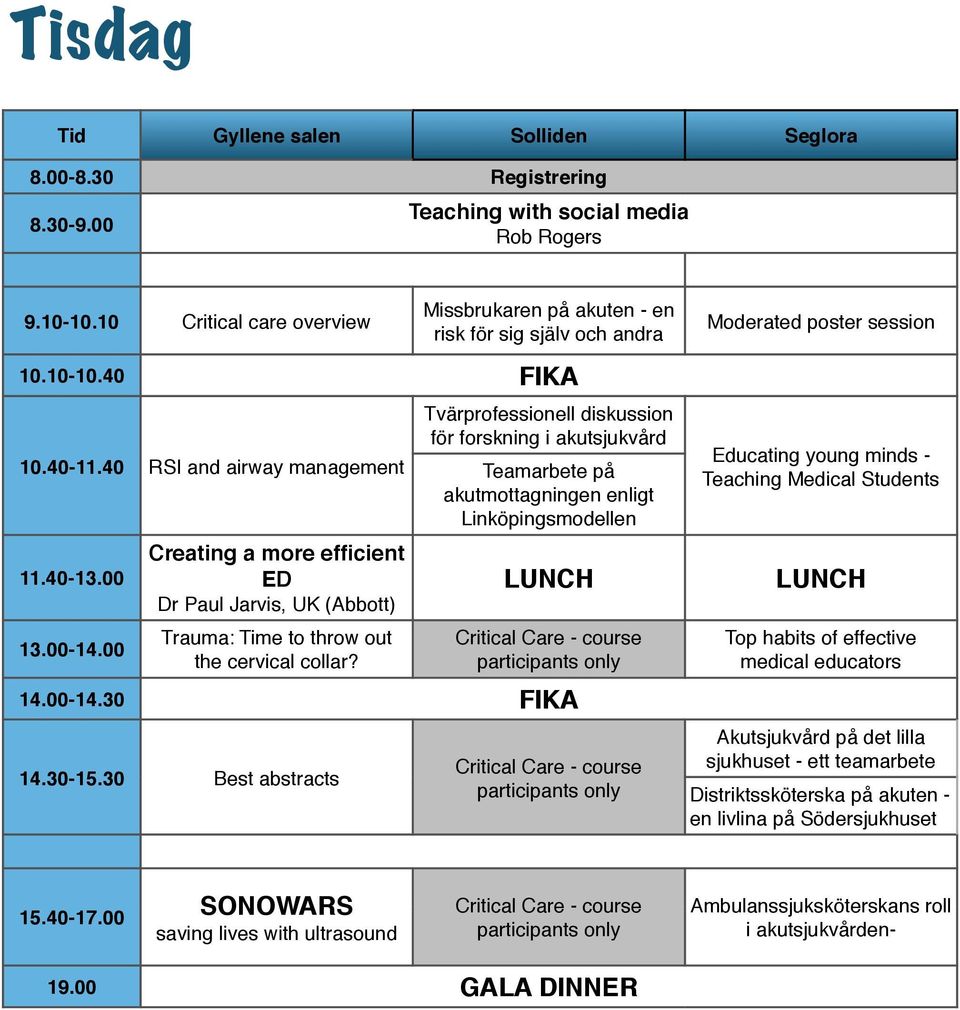 Tvärprofessionell diskussion för forskning i akutsjukvård Teamarbete på akutmottagningen enligt Linköpingsmodellen 14.-14.3 14.3-15.