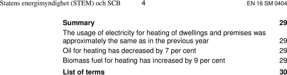 same as in the previous year 29 Oil for heating has decreased by 7 per cent