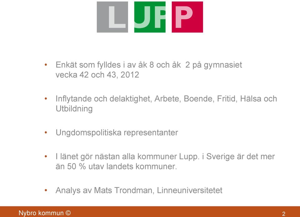 Ungdomspolitiska representanter I länet gör nästan alla kommuner Lupp.