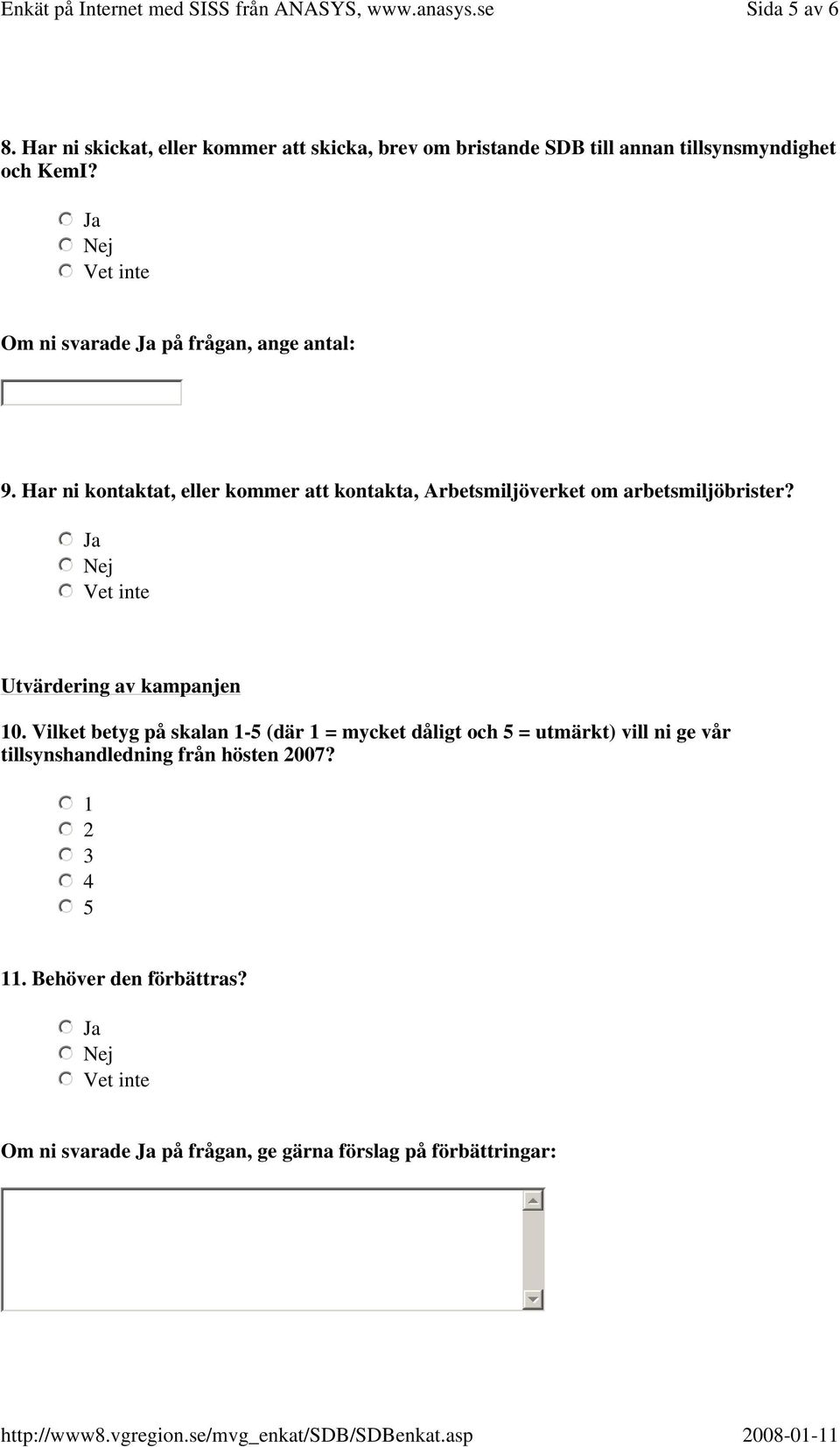 Har ni kontaktat, eller kommer att kontakta, Arbetsmiljöverket om arbetsmiljöbrister? Utvärdering av kampanjen 10.