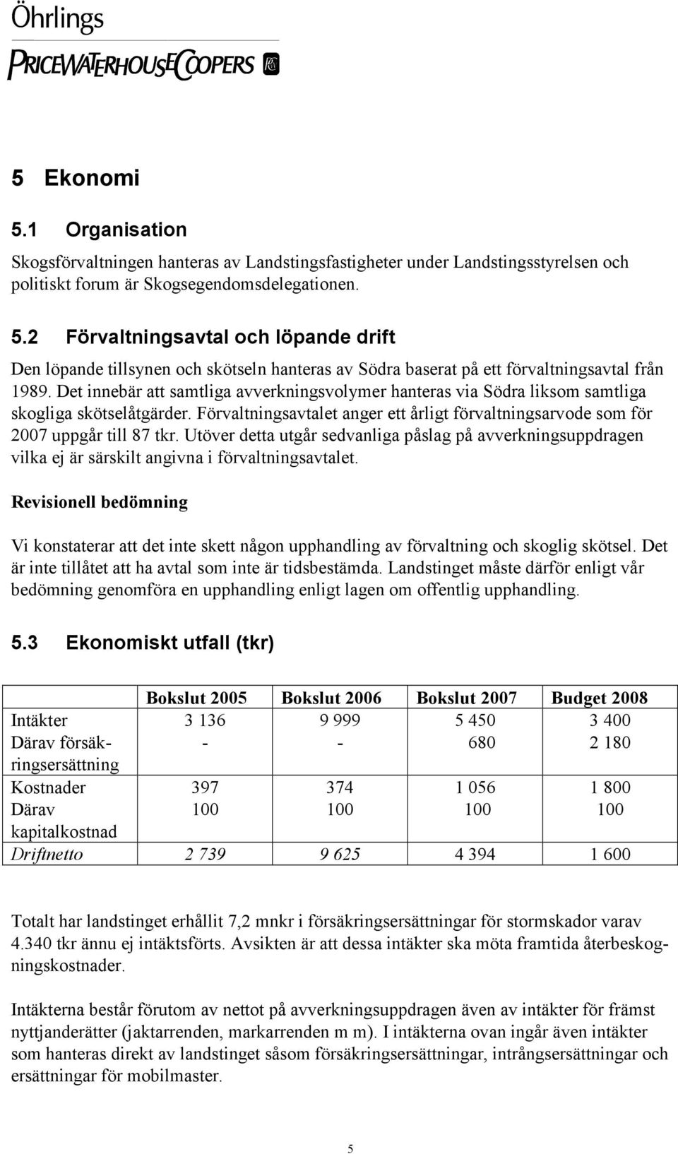 Utöver detta utgår sedvanliga påslag på avverkningsuppdragen vilka ej är särskilt angivna i förvaltningsavtalet. Vi konstaterar att det inte skett någon upphandling av förvaltning och skoglig skötsel.