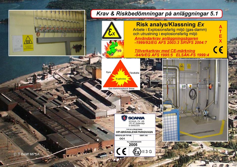 explosionsfarlig miljö Användarkrav anläggningsägaren -1999/92/EG AFS 2003:3 SRVFS