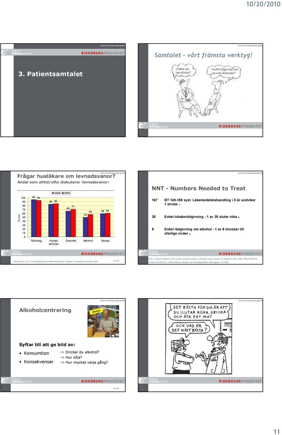 Treårsuppföljning av Riskbruksprojektet. Rapport. Linköpings universitet 29 Sid 63 Ref: 1) Cook R, Sackett D.