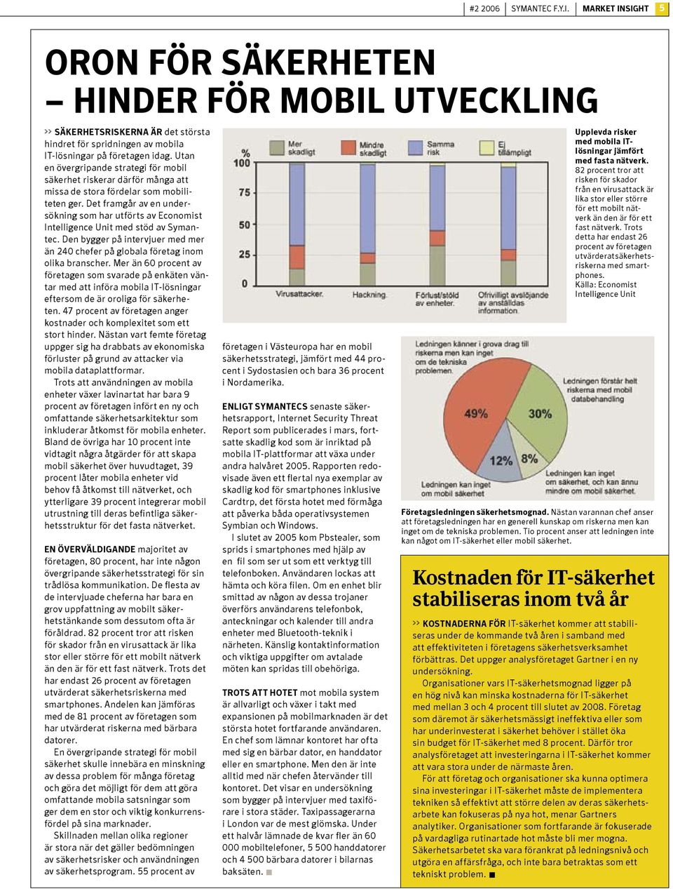 Det framgår av en undersökning som har utförts av Economist Intelligence Unit med stöd av Symantec. Den bygger på intervjuer med mer än 240 chefer på globala företag inom olika branscher.