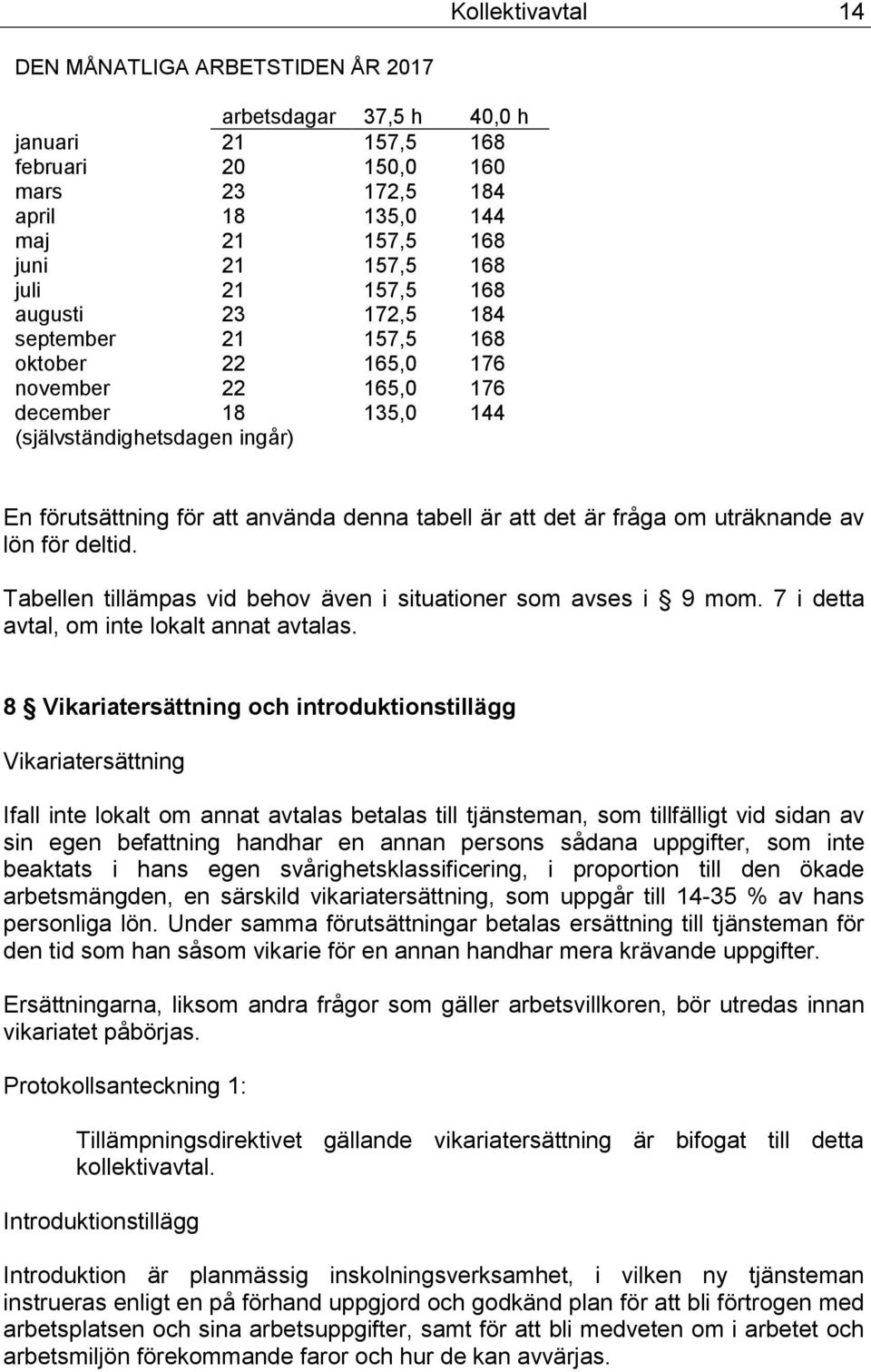 är att det är fråga om uträknande av lön för deltid. Tabellen tillämpas vid behov även i situationer som avses i 9 mom. 7 i detta avtal, om inte lokalt annat avtalas.