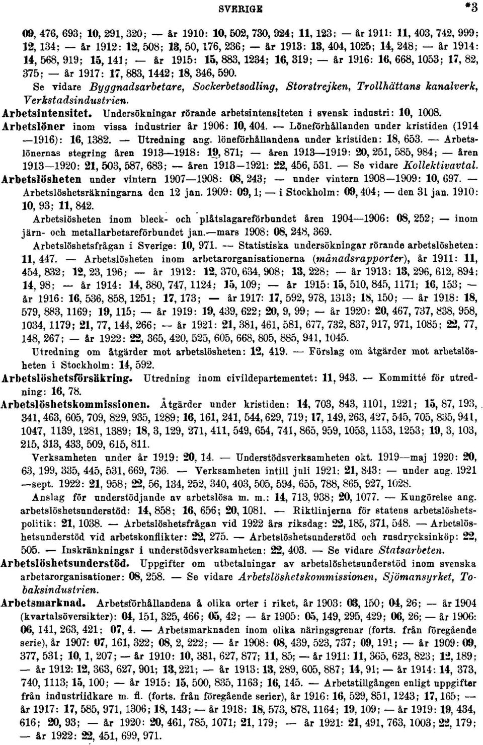 Se vidare Byggnadsarbetare, Sockerbetsodling, Storstrejken, Trollhättans kanalverk, Verkstadsindustrien. Arbetsintensitet. Undersökningar rörande arbetsintensiteten i svensk industri: 10, 1008.