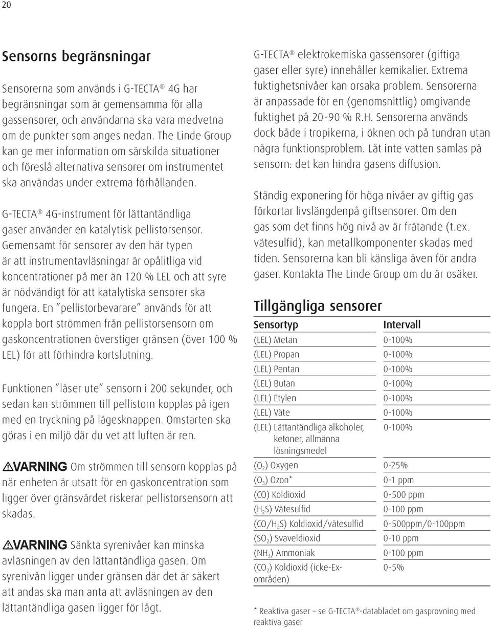 G-TECTA 4G-instrument för lättantändliga gaser använder en katalytisk pellistorsensor.