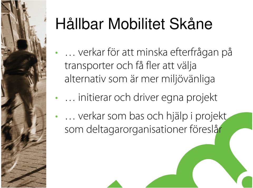 miljövänliga initierar och driver egna projekt verkar som