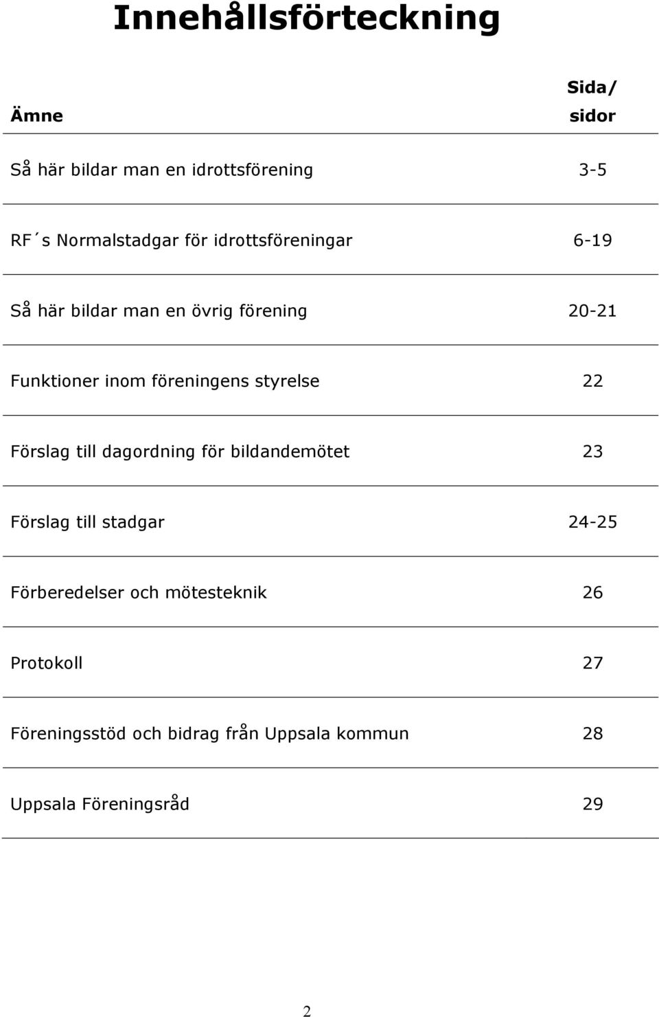 styrelse 22 Förslag till dagordning för bildandemötet 23 Förslag till stadgar 24-25 Förberedelser