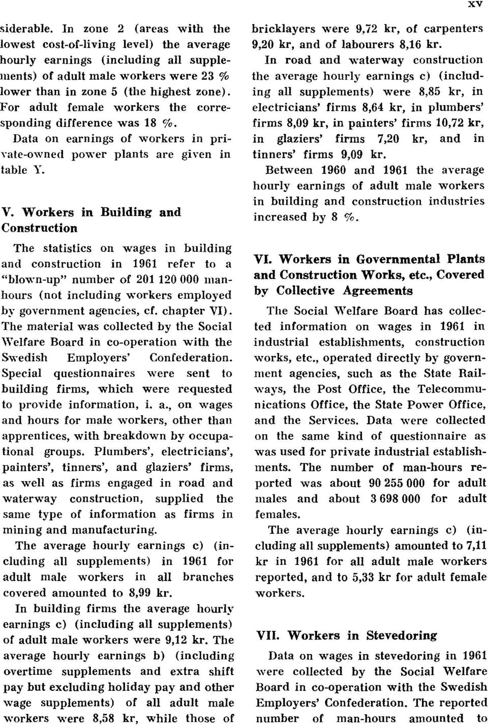 Workers in Building and Construction The statistics on wages in building and construction in 1961 refer to a "blown-up" number of 201 120 000 manhours (not including workers employed by government