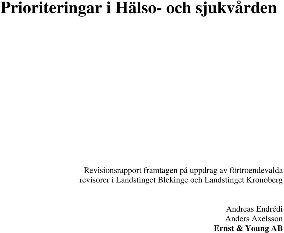 förtroendevalda revisorer i Landstinget Blekinge