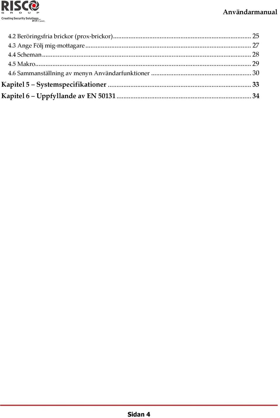 .. 29 4.6 Sammanställning av menyn Användarfunktioner.