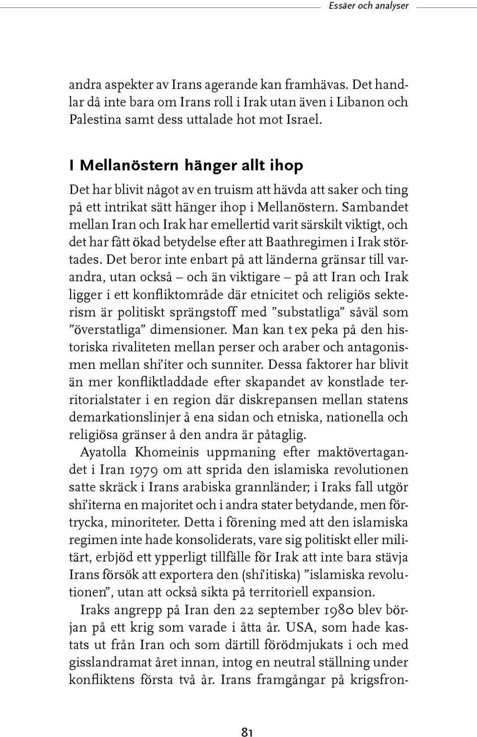 Sambandet mellan Iran och Irak har emellertid varit särskilt viktigt, och det har fått ökad betydelse efter att Baathregimen i Irak störtades.