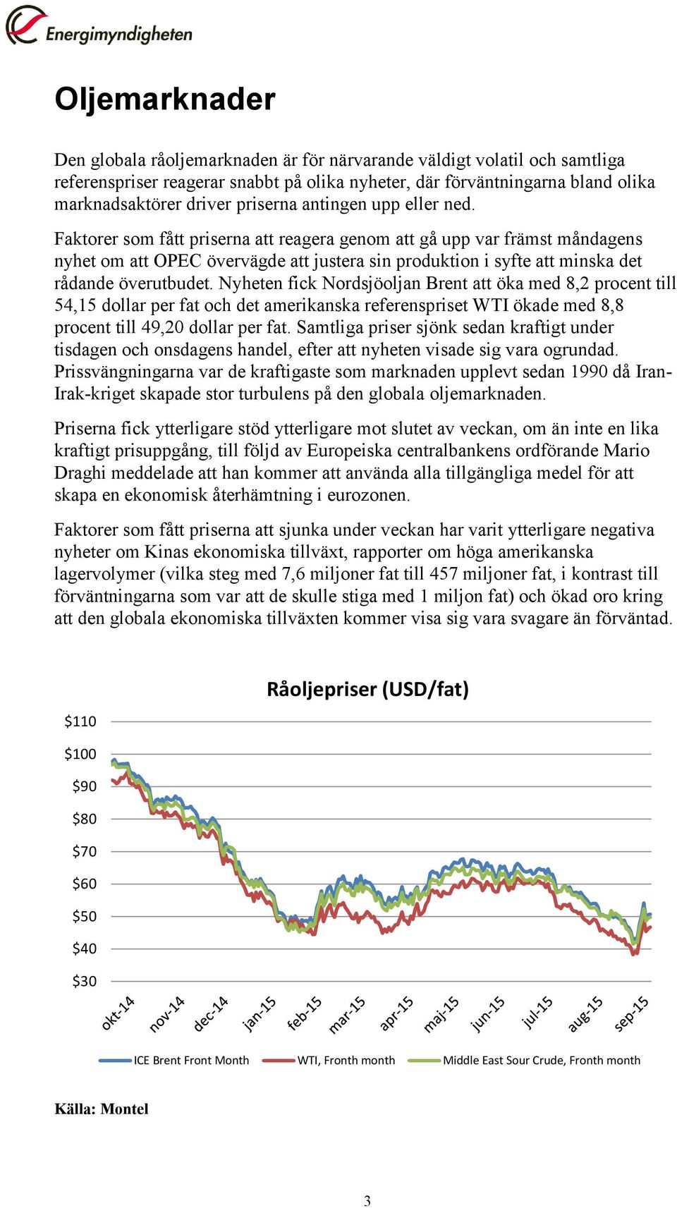 Faktorer som fått priserna att reagera genom att gå upp var främst måndagens nyhet om att OPEC övervägde att justera sin produktion i syfte att minska det rådande överutbudet.