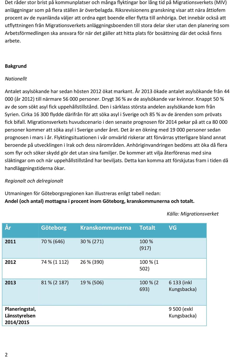 Det innebär också att utflyttningen från Migrationsverkets anläggningsboenden till stora delar sker utan den planering som Arbetsförmedlingen ska ansvara för när det gäller att hitta plats för