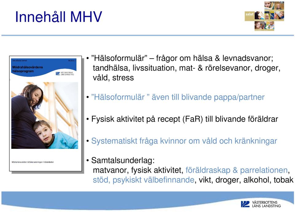 recept (FaR) till blivande föräldrar Systematiskt fråga kvinnor om våld och kränkningar