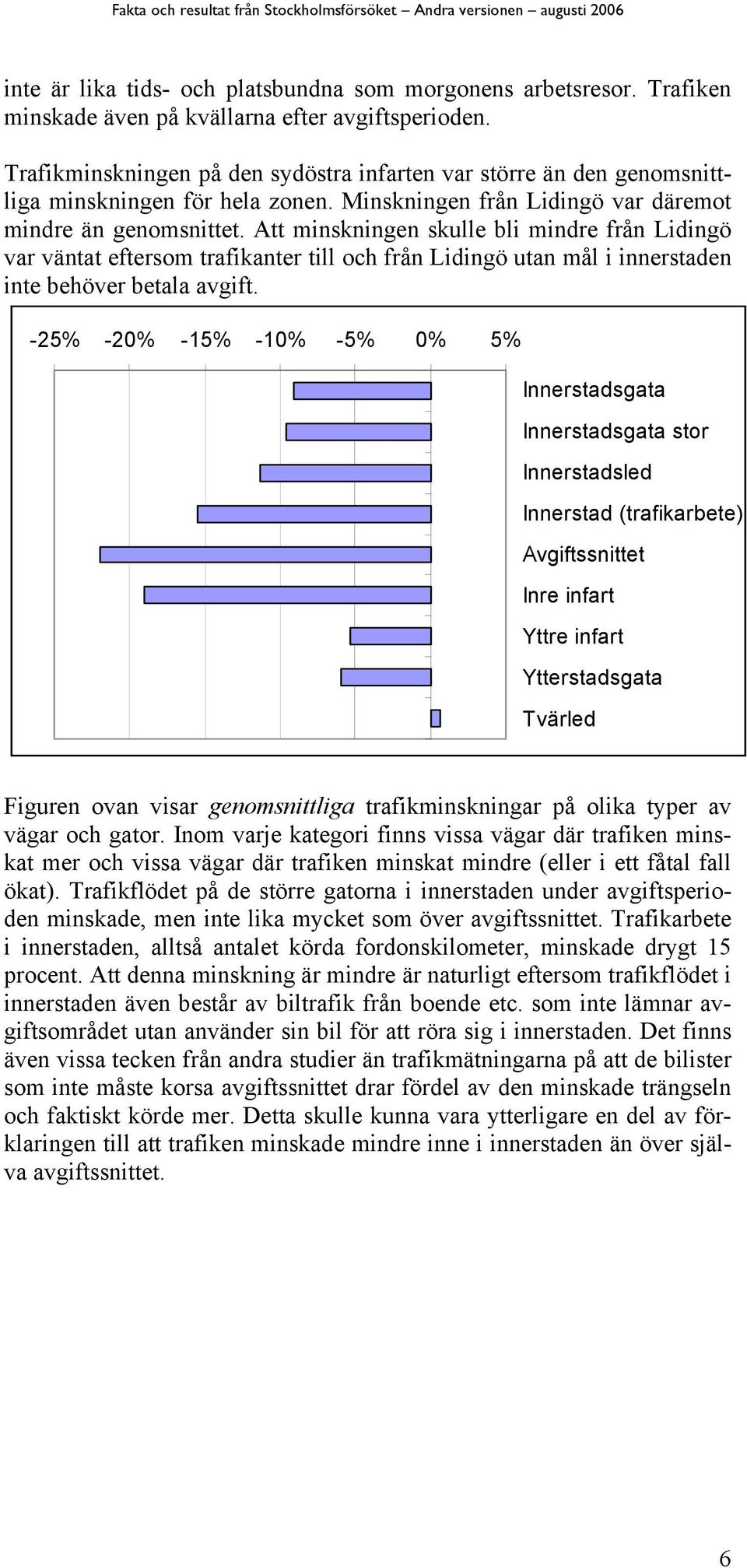 Att minskningen skulle bli mindre från Lidingö var väntat eftersom trafikanter till och från Lidingö utan mål i innerstaden inte behöver betala avgift.