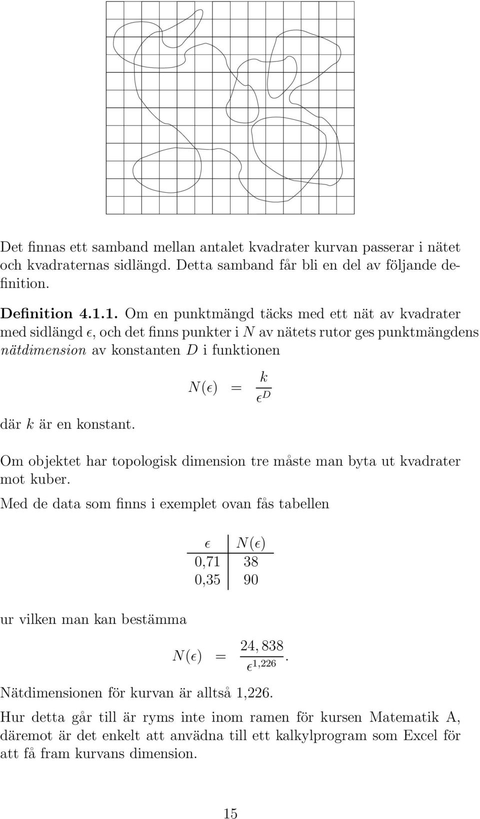 N(ǫ) = Om objektet har topologisk dimension tre måste man byta ut kvadrater mot kuber.