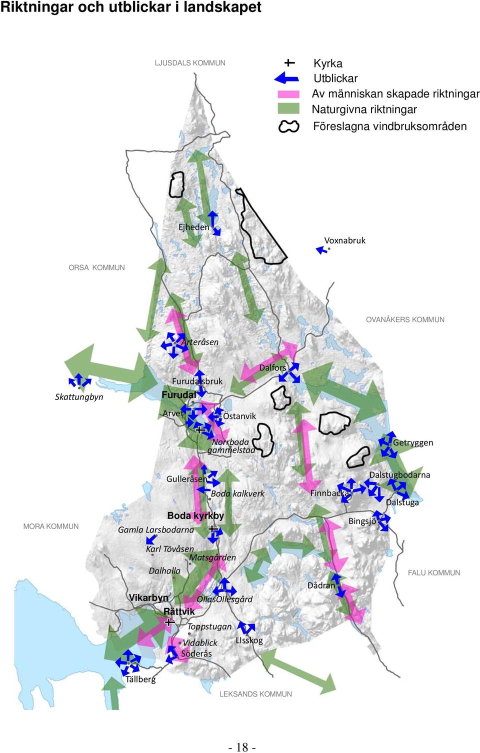 KOMMUN Gulleråsen Gamla Larsbodarna Boda kyrkby Norrboda gammelstad Boda kalkverk Getryggen Dalstugbodarna Finnbacka Dalstuga Bingsjö Karl