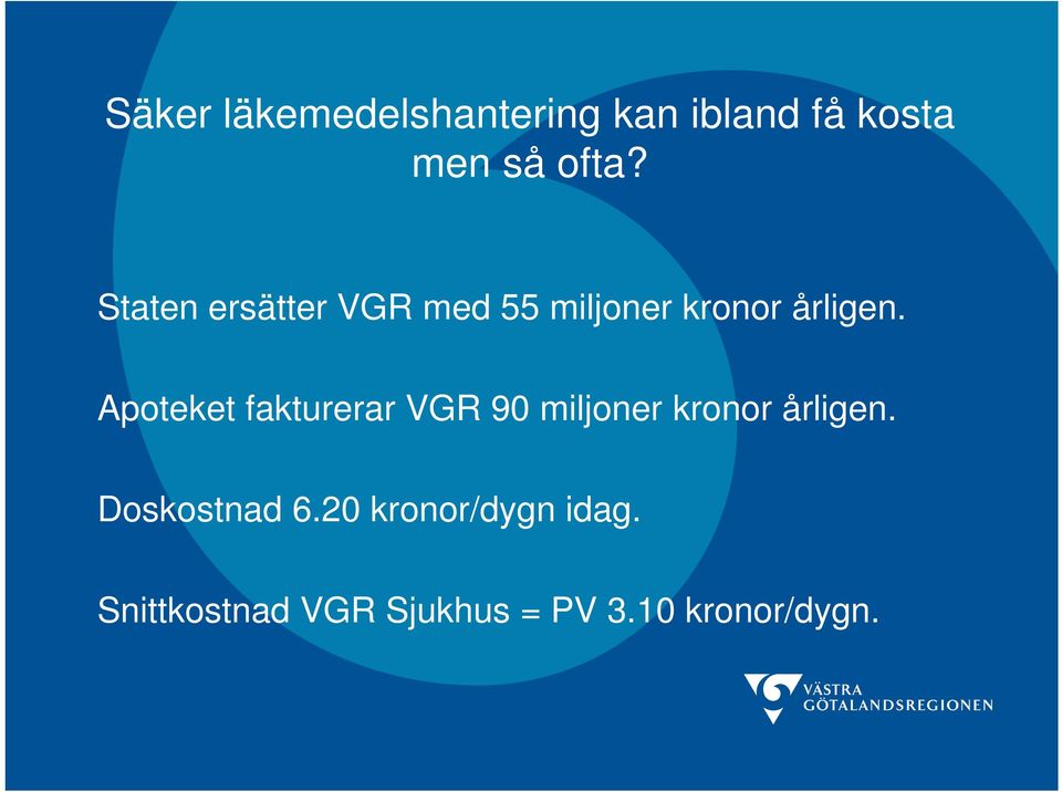 Apoteket fakturerar VGR 90 miljoner kronor årligen.