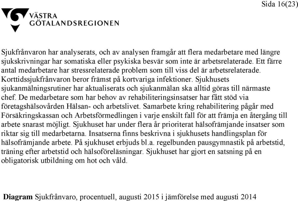 Sjukhusets sjukanmälningsrutiner har aktualiserats och sjukanmälan ska alltid göras till närmaste chef.